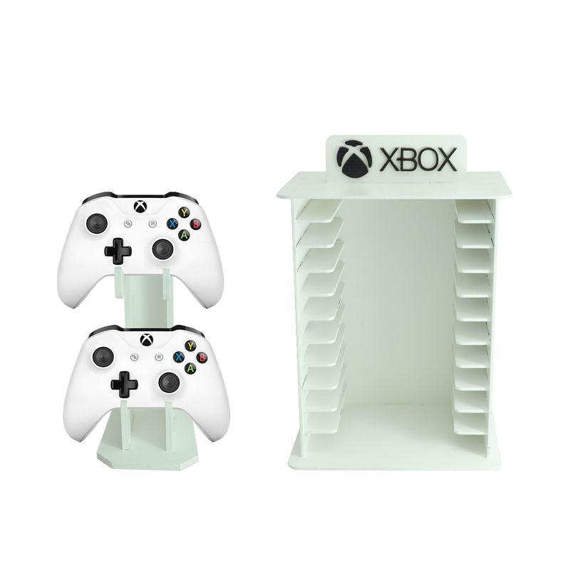 Porta 11 Jogos FÍSico + Controle Xbox 360 Gamer Laser Mdf Madeira Pintado BRANCO