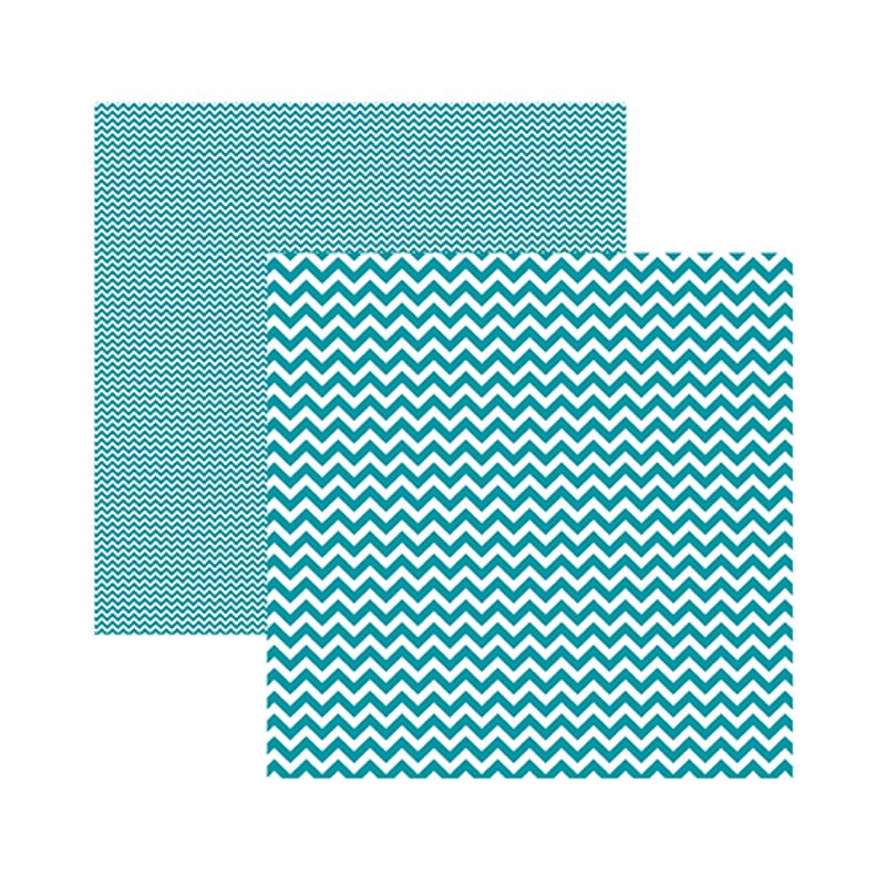 Papel Scrapbook Chevron Turquesa Kfsb424 30,5x30,5 Toke E Crie