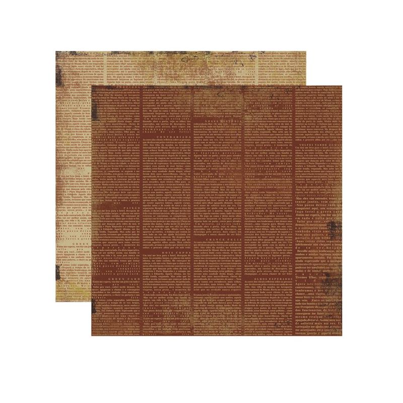 Papel Scrapbook Vintage Marrom Jornal Kfsb175 30,5x30,5 Toke E Crie