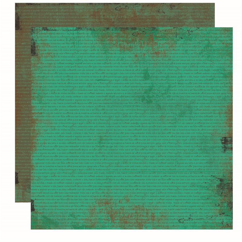 Papel Scrapbook Vintage Verde Manuscrito Kfsb190 30,5x30,5 Toke E Crie