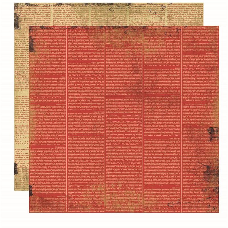 Papel Scrapbook Vintage Vermelho Jornal Kfsb199 30,5x30,5 Toke E Crie