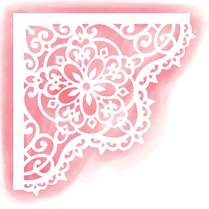 Stencil Para Pintura Simples Sta-047 Cantoneira Rendado Flor 14x14cm Litoarte