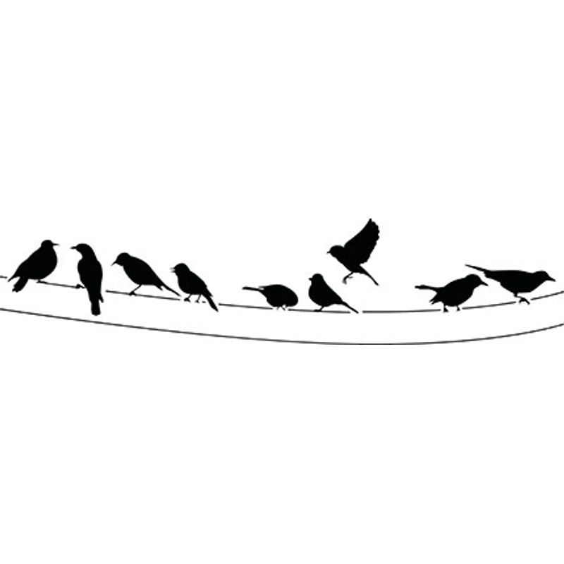 Stencil Pintura Época 8,4x28,5 Pássaros No Fio Ste-235 - Litoarte