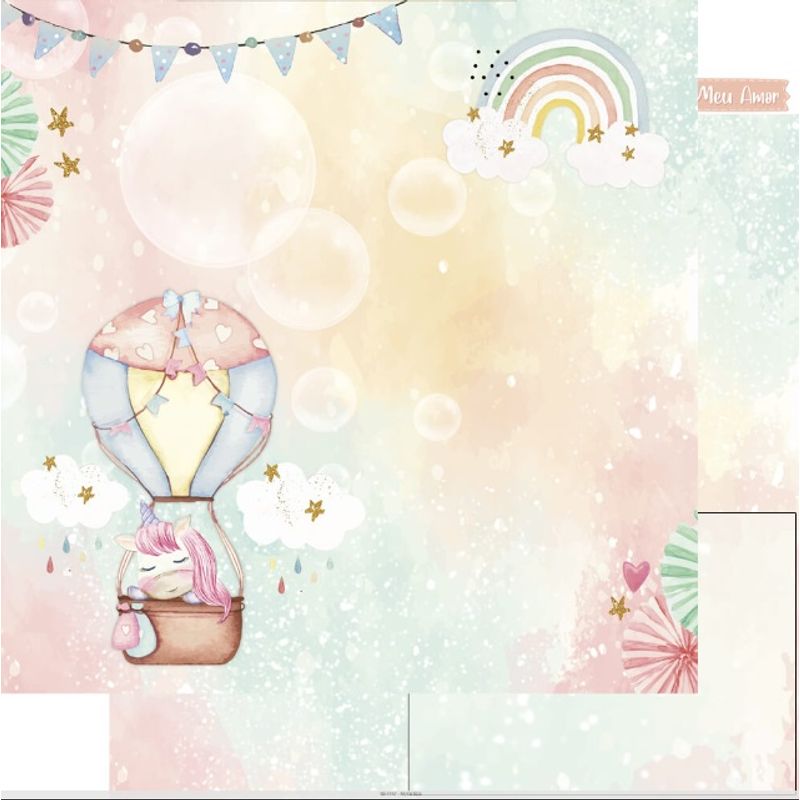 Papel Scrapbook Dupla Face Colecão Algodão Doce Sd-1157 30,5x30,5cm Litoarte