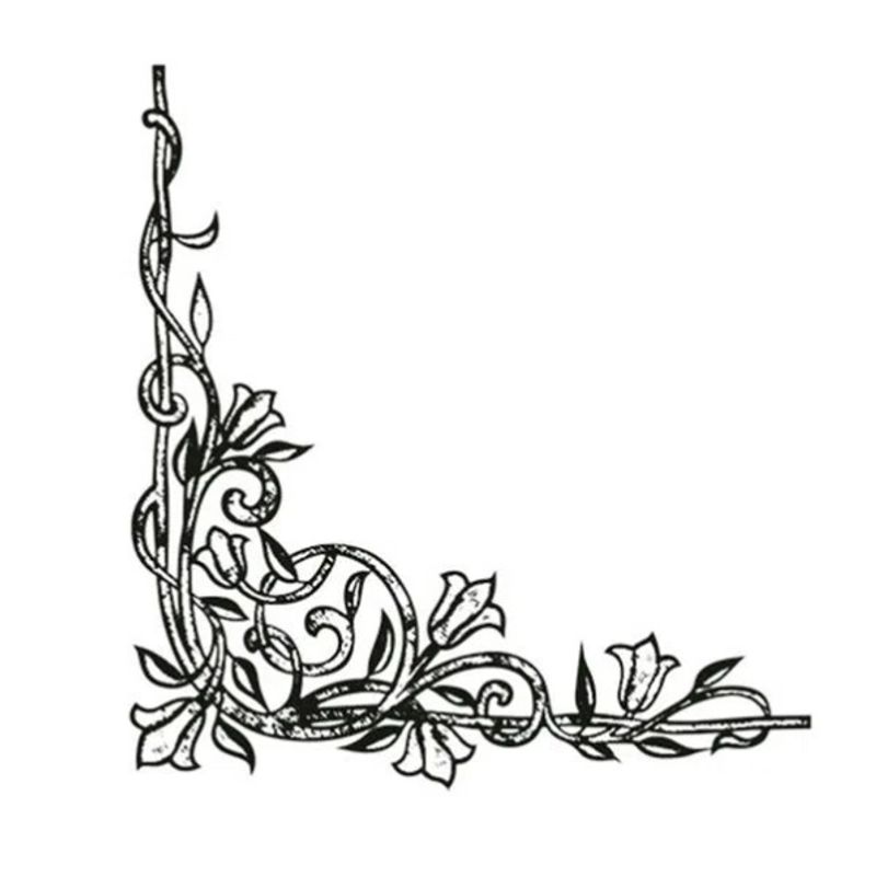 Carimbo Em Borracha Cantoneira Com Flores Clp-021 Litoarte