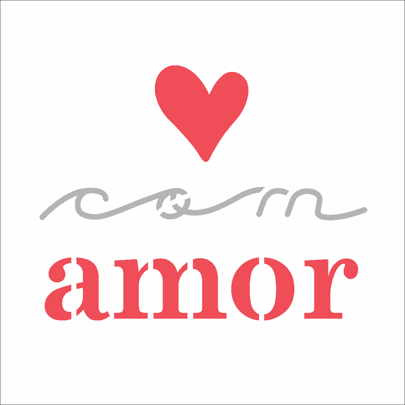 Stencil Pintura Frase Com Amor 3028 10x10 Opa