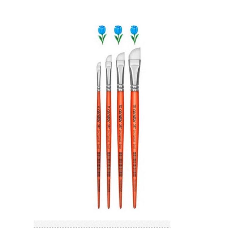 Pincel Faca Sintético Especial Cabo Curto Laranja 347 Condor 4