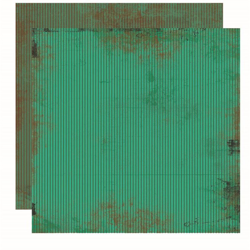 Papel Scrapbook Vintage Verde Listras Kfsb189 30,5x30,5 Toke E Crie