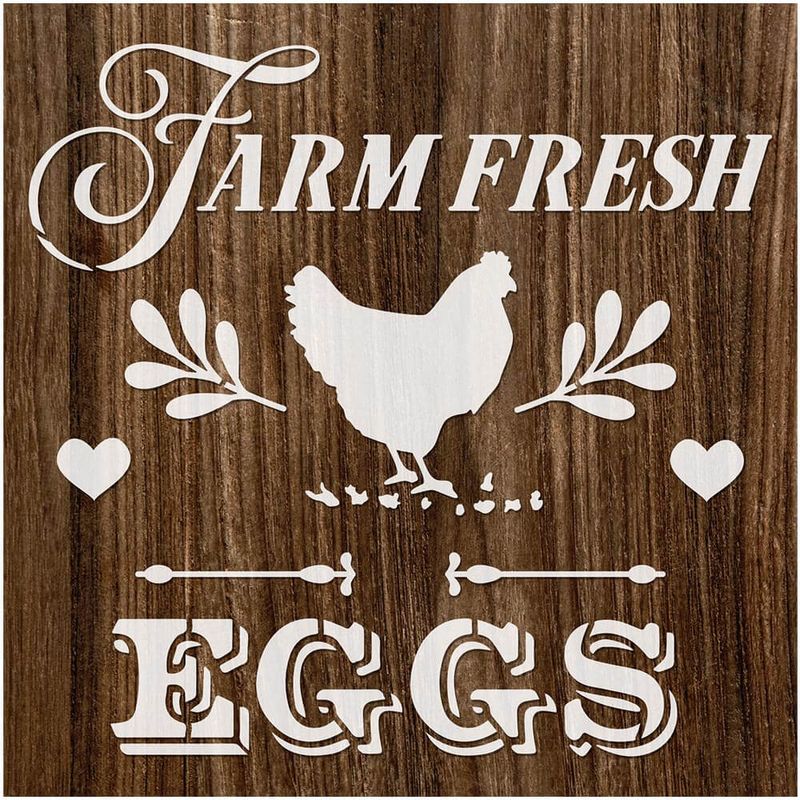 Stencil Pintura Eggs Farm Fresh Sta-142 14x14cm Litoarte