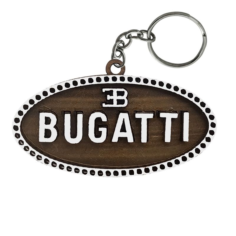 Chaveiro 3D Marca Bugatti com Argola 6cm Mdf Madeira Decorada