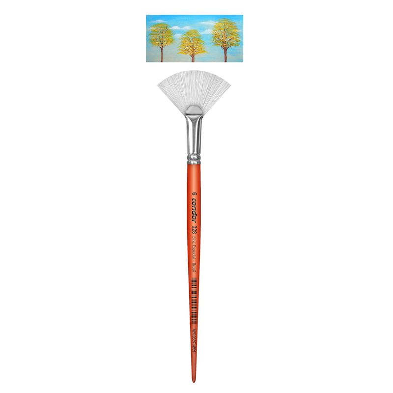 Pincel Leque Sintético Especial Cabo Curto Laranja 328 Condor 6