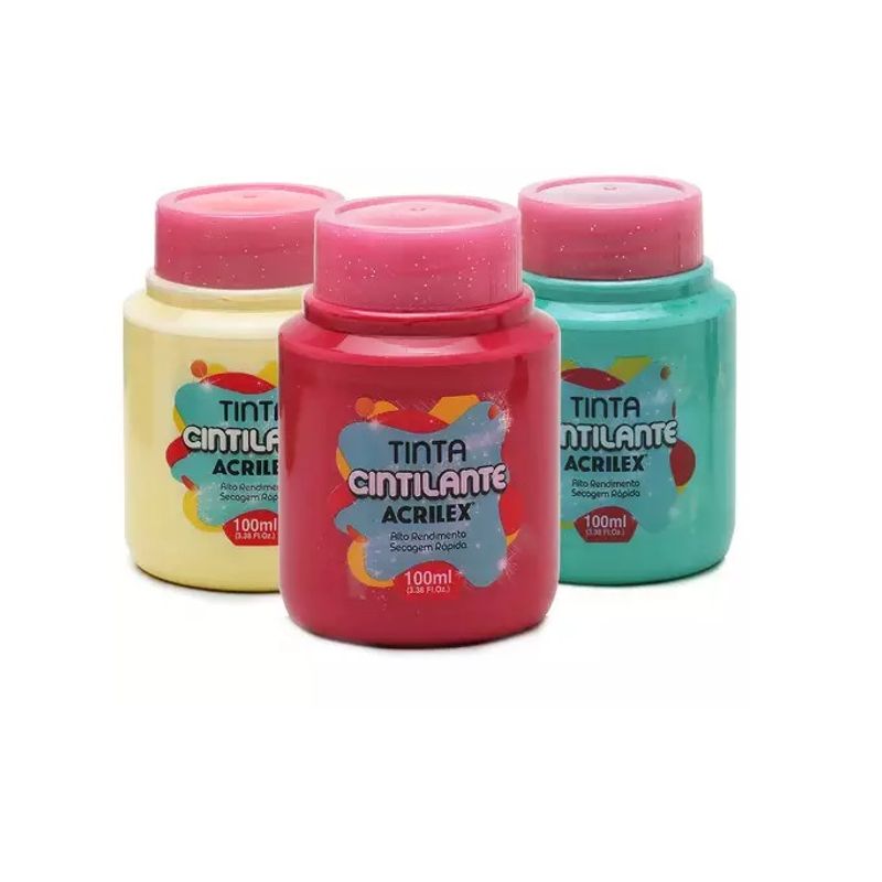 Tinta Pva Cintilante 100ml Acrilex AZUL SOFT