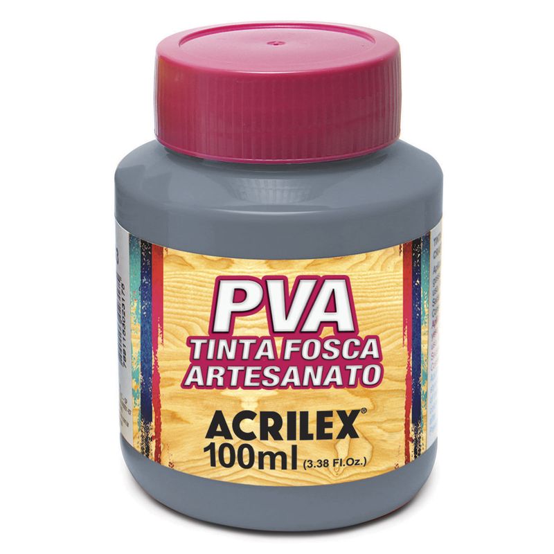 Tinta Pva Fosca Cores Claras para Artesanato 100ml - Acrilex 574 - CINZA LUNAR