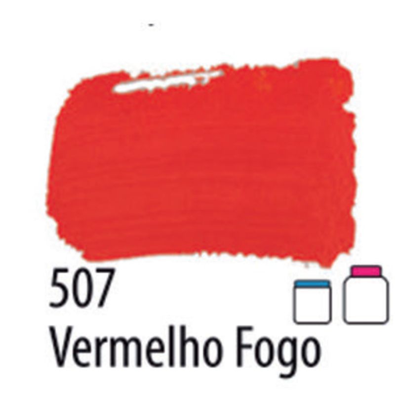 Tinta Pva Fosca Cores Claras para Artesanato 37ml - Acrilex 507 - VERMELHO FOGO