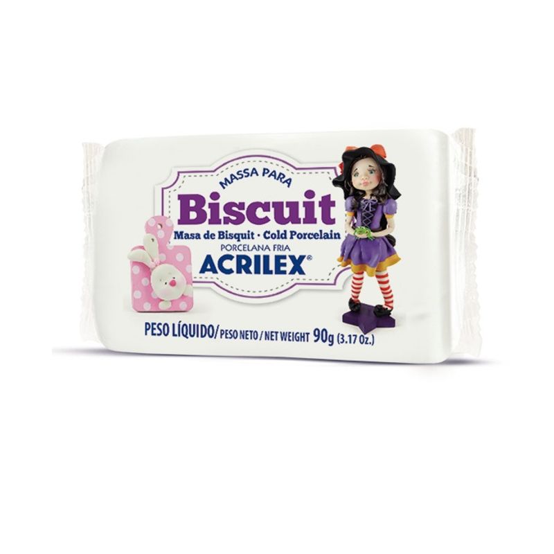 Massa Pronta para Biscuit Porcelana Fria 90g - Acrilex 519 - BRANCO