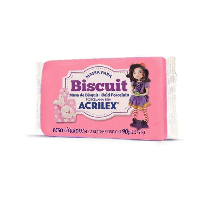 Massa Pronta para Biscuit Porcelana Fria 90g - Acrilex 537 - ROSA