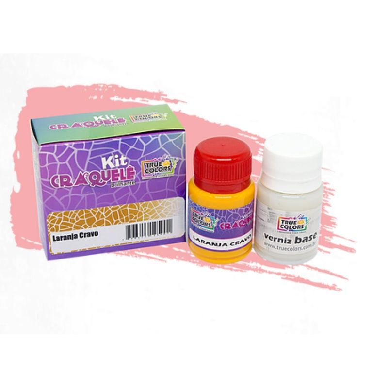 Kit Craquelê 2 Potes Verniz Base e Verniz Craquelê 37ml True Colors VERMELHO PECADO