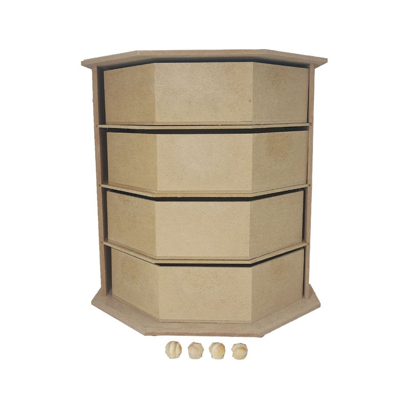 Comoda com 4 Gavetas Sextavada Tamanho G 26x27x27,5 Mdf Madeira