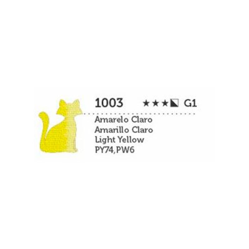Tinta Óleo Premium G1 Semi Transparente 20ml Gato Preto AMARELO CLARO