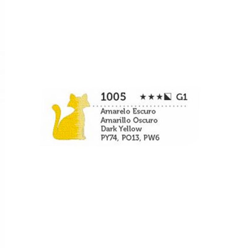 Tinta Óleo Premium G1 Semi Transparente 20ml Gato Preto AMARELO ESCURO
