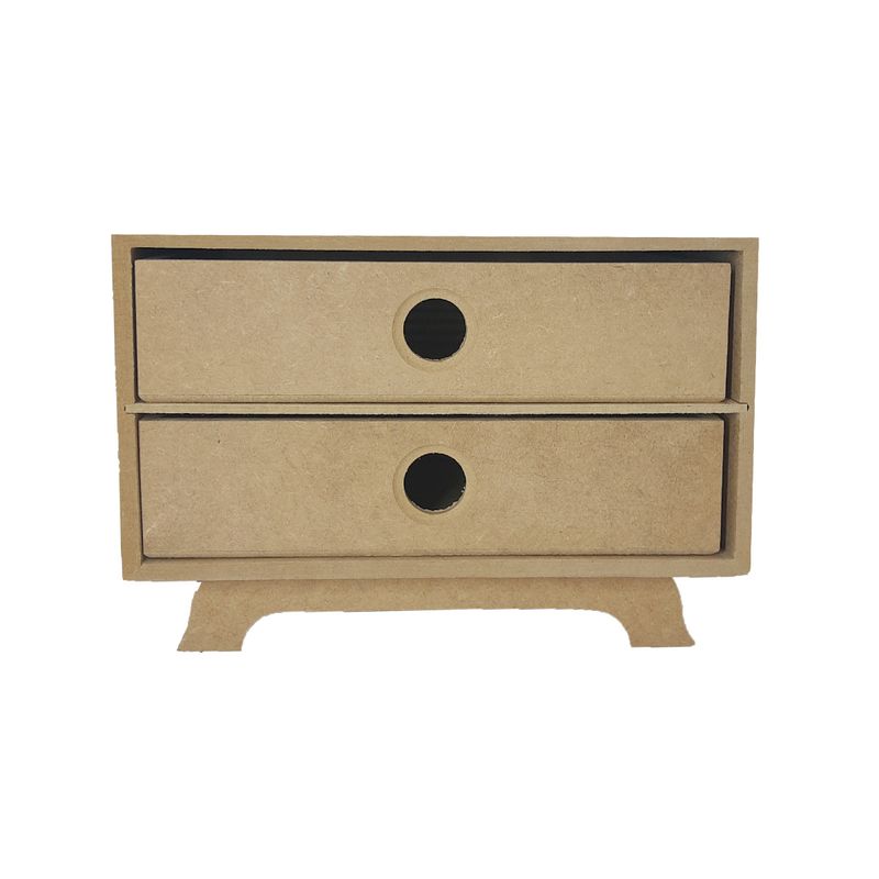 Caixa com Duas Gavetas com Pés Resistentes 22cm Mdf Madeira