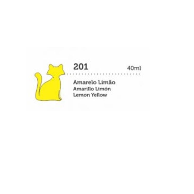 Tinta Tecido Artística Fluorescente 40ml Artesanato Gato Preto AMARELO LIMÃO