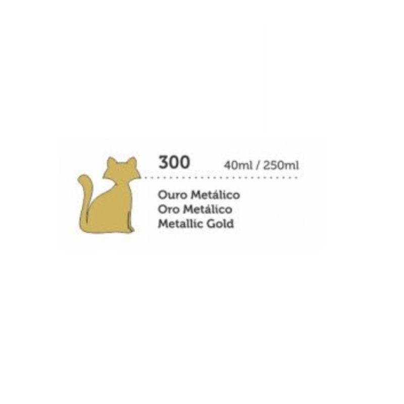 Tinta para Tecido Metálica 40ml Artística Artesanato Gato Preto OURO METÁLICO