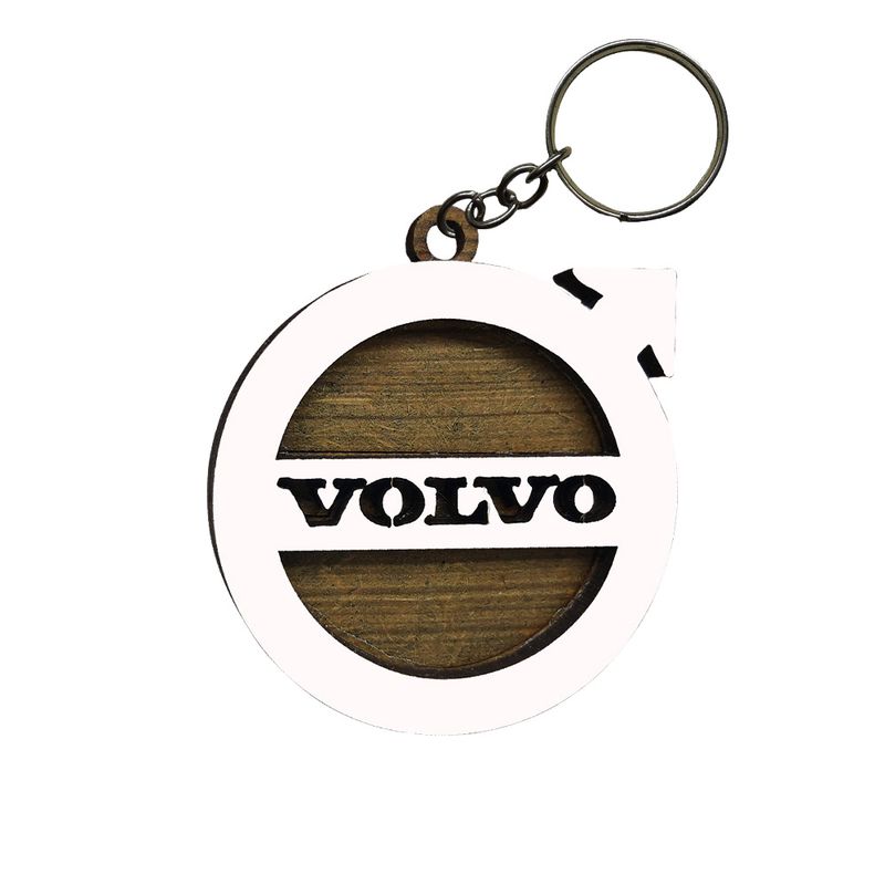 Chaveiro 3d Marca Volvo com Argola 4cm Mdf Madeira Decorada