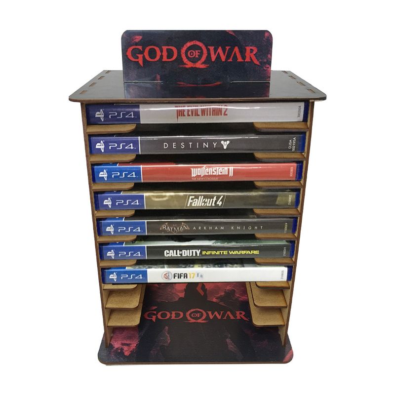 Porta 11 Jogos Físico Gamer GOW 22x16,3x29,4 Mdf Madeira Adesivada Porta 11 Jogos Físico Gamer GOW 22x16,3x29,4 Mdf Madeira Adesivada