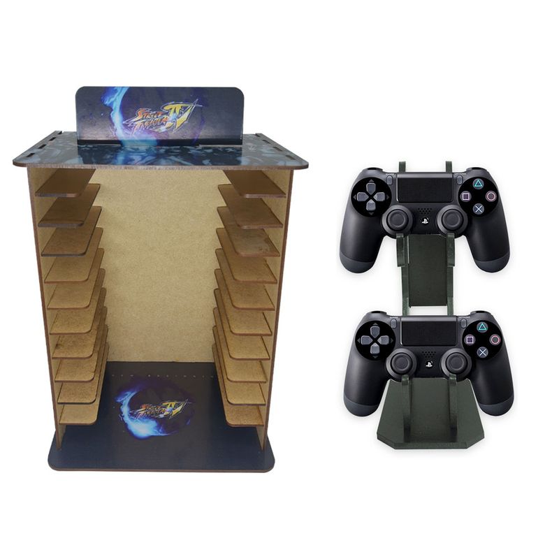 Porta 11 Jogos Físico SF + Suporte Controle 22x16,3x29,4 Mdf Madeira Adesivada Porta 11 Jogos Físico SF + Suporte Controle 22x16,3x29,4 Mdf Madeira Adesivada