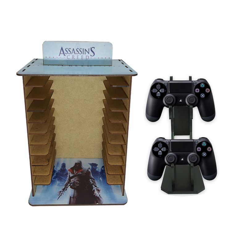 Porta 11 Jogos Físico AC + Suporte Controle 22x16,3x29,4 Mdf Madeira Adesivada Porta 11 Jogos Físico AC + Suporte Controle 22x16,3x29,4 Mdf Madeira Adesivada