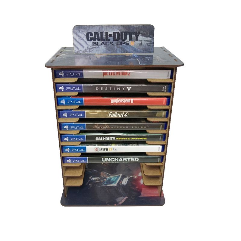 Porta 11 Jogos Físico Gamer COD 22x16,3x29,4 Mdf Madeira Adesivada