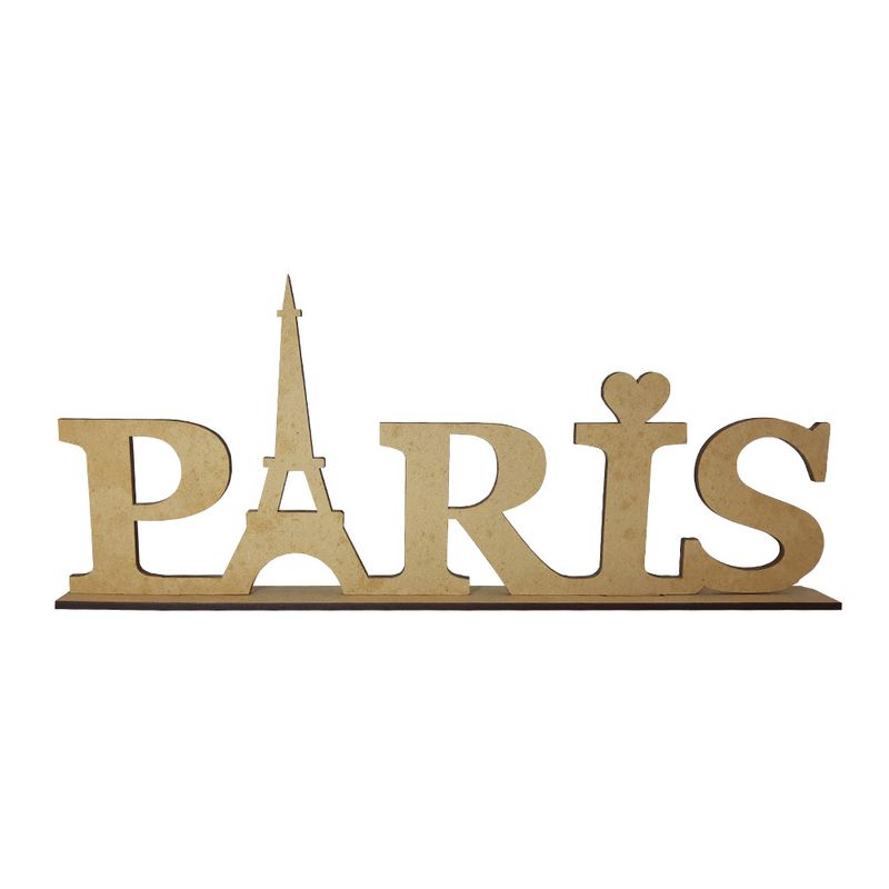 Palavra Paris com Torre Enfeite Decoração Mdf 3mm Madeira