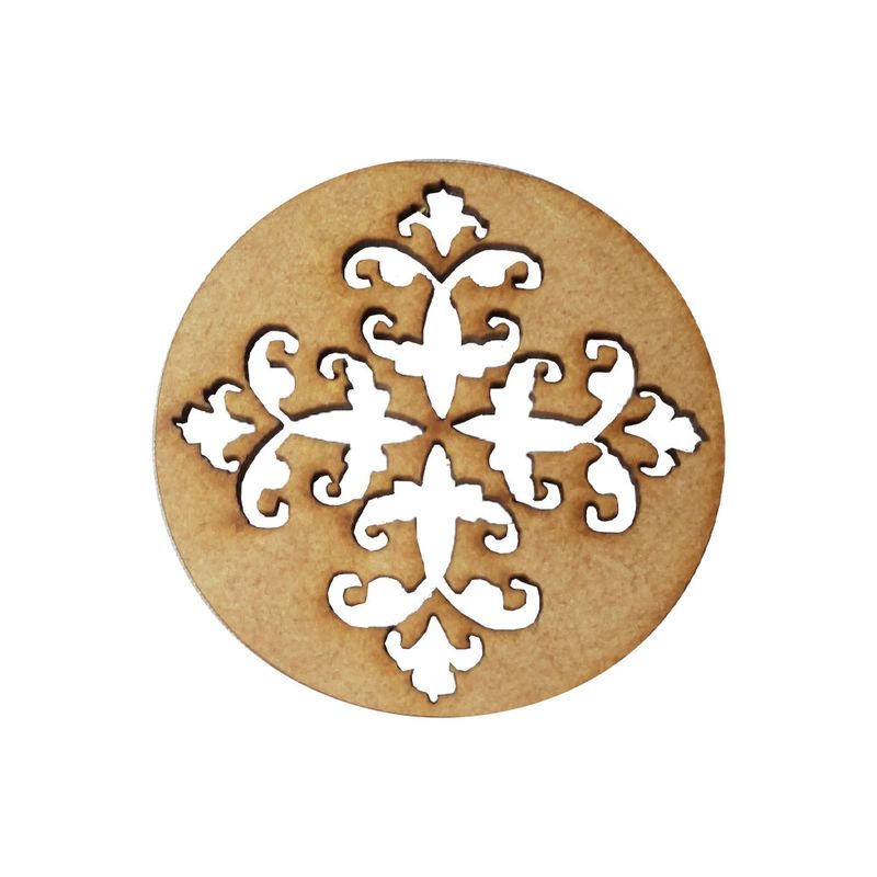 Pacote 50 Aplique Mandala Modelo 20 5cm Mdf Madeira Cru