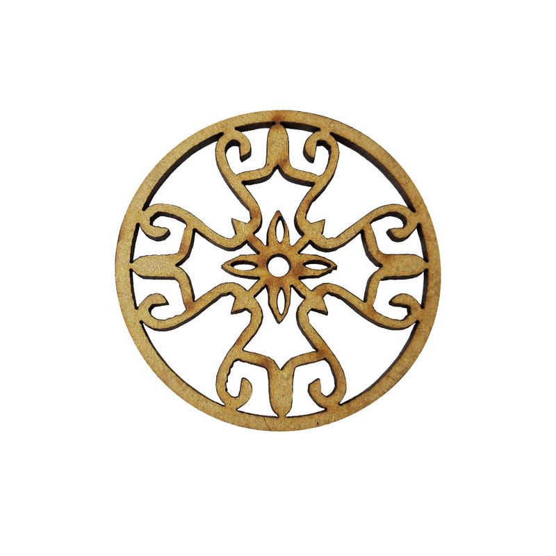 Pacote 50 Aplique Mandala Modelo 19 5cm Mdf Madeira Cru