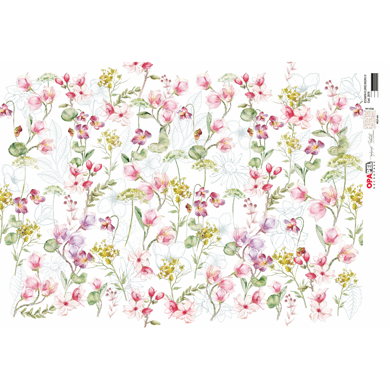 Papel Decoupage Opapel 30x45cm 2819 Estampa Flores Micro Iv Opa