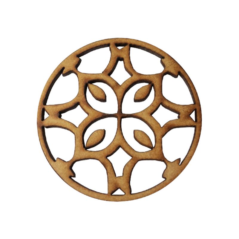 Pacote 50 Aplique Mandala Modelo 22 5cm Mdf Madeira Cru