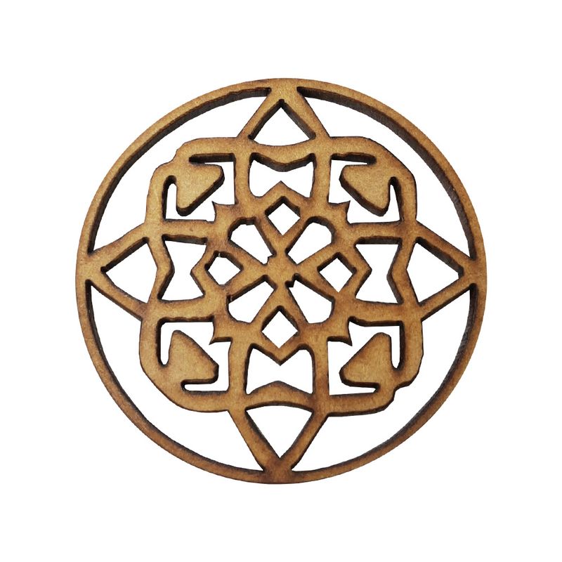 Aplique Mandala Modelo 23 5cm Mdf Madeira Cru