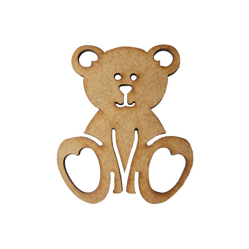 Pacote 10 Aplique Ursinho de Pelucia Vazado Enfeite 6cm Mdf Madeira Laser