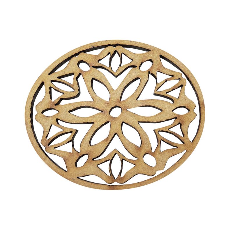 Pacote 10 Aplique Mandala Modelo 28 5cm Mdf Madeira Cru