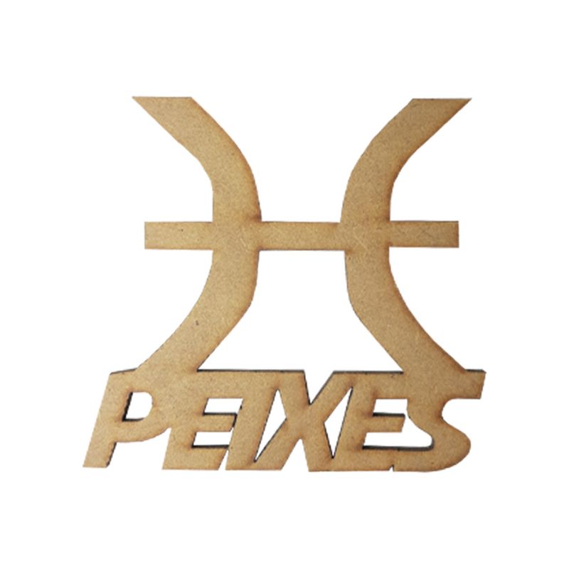 Aplique Signo Peixes 7x6,5 Mdf Madeira Cru