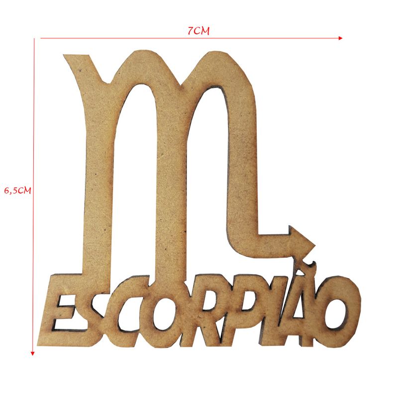 Aplique Signo Escorpião 7x6,5 Mdf Madeira Cru