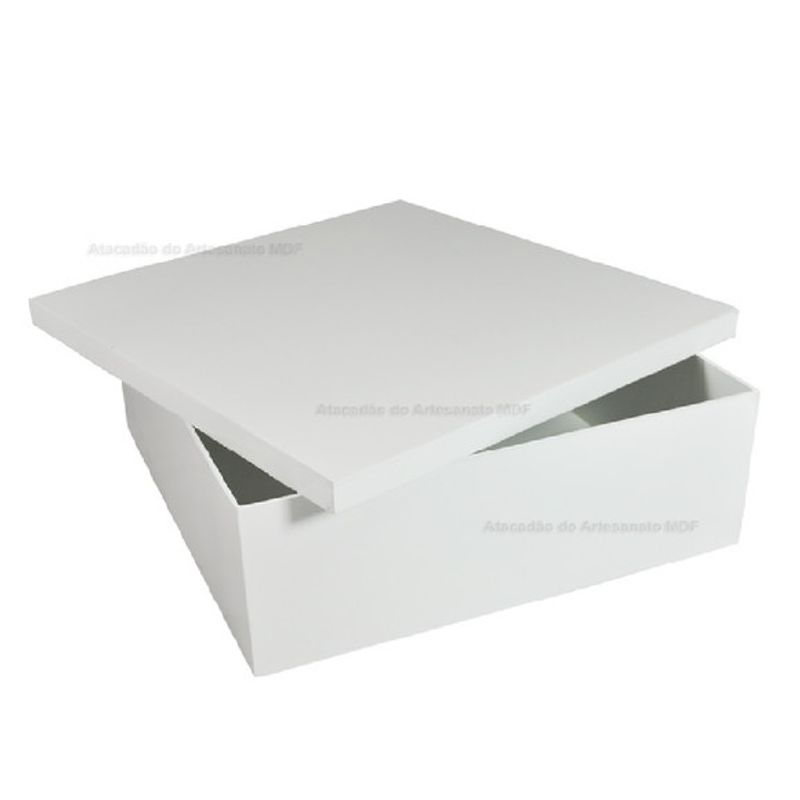 Caixa Quadrada Tampa Sapato 40x40x10 Madeira Mdf Pintado BRANCO