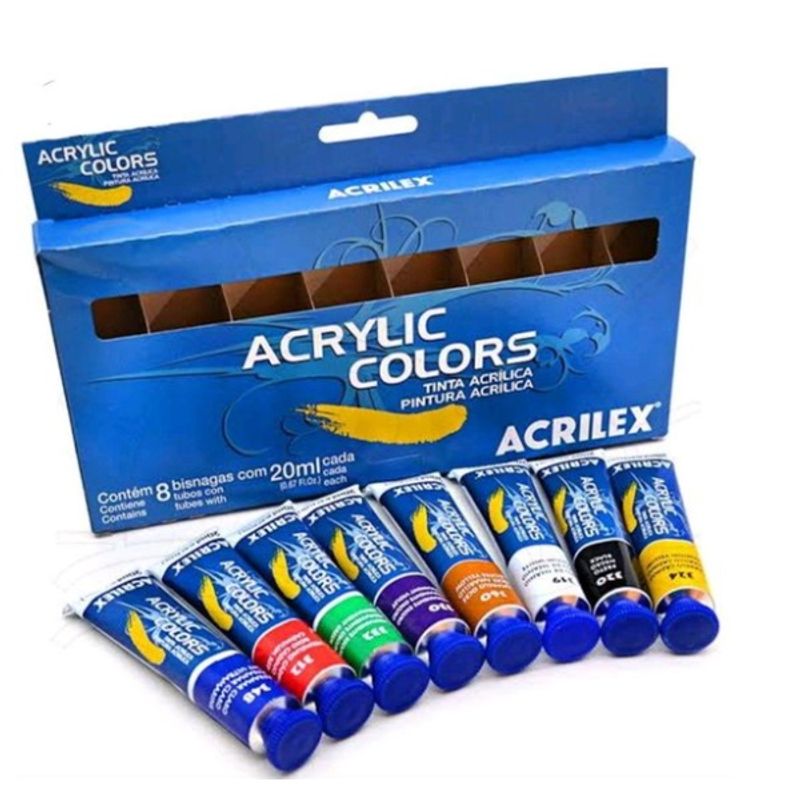 Estojo Tinta Acrílica Acrylic Colors com 8 Bisnagas Acrilex