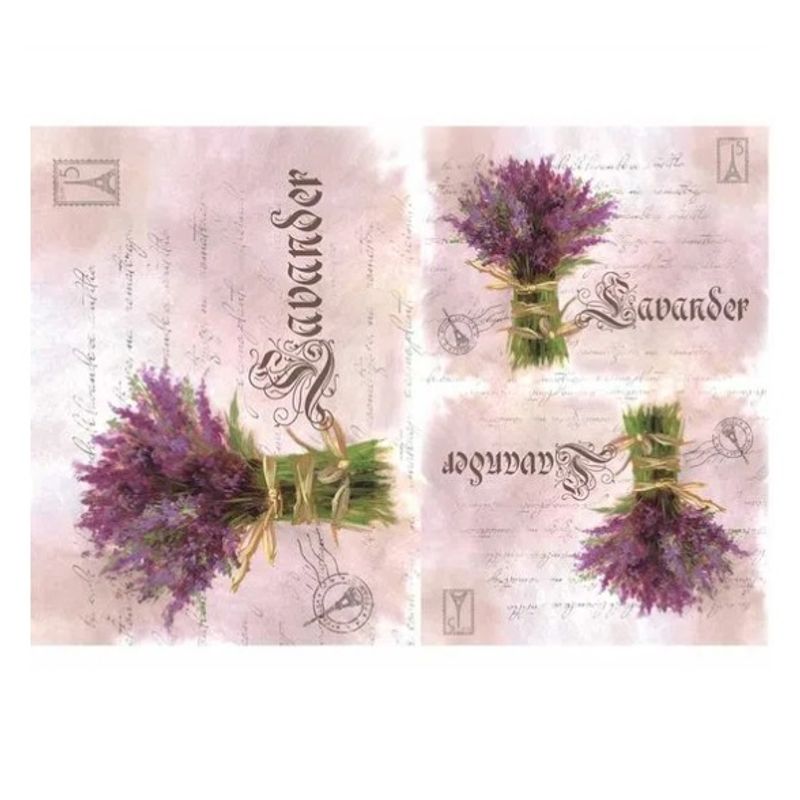 Kit 5 Papel Decoupage Opapel 30x45cm 2378 Flor Lavanda Opa
