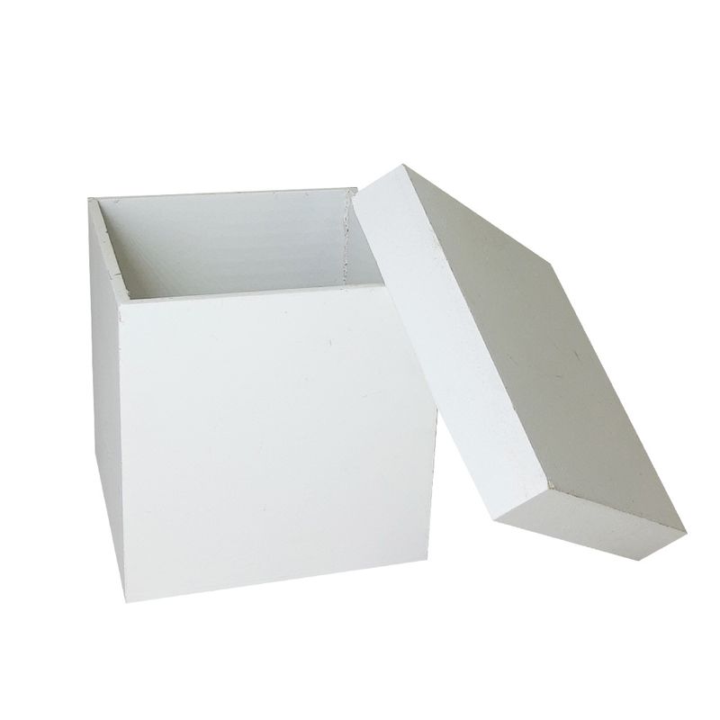 Caixa Quadrada Tampa Sapato 8x8x5 Mdf Madeira Pintado BRANCO