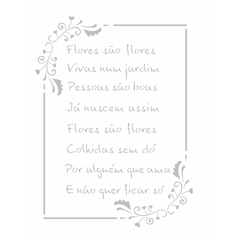 Stencil Simples Poema Flores 2449 20x25 Opa
