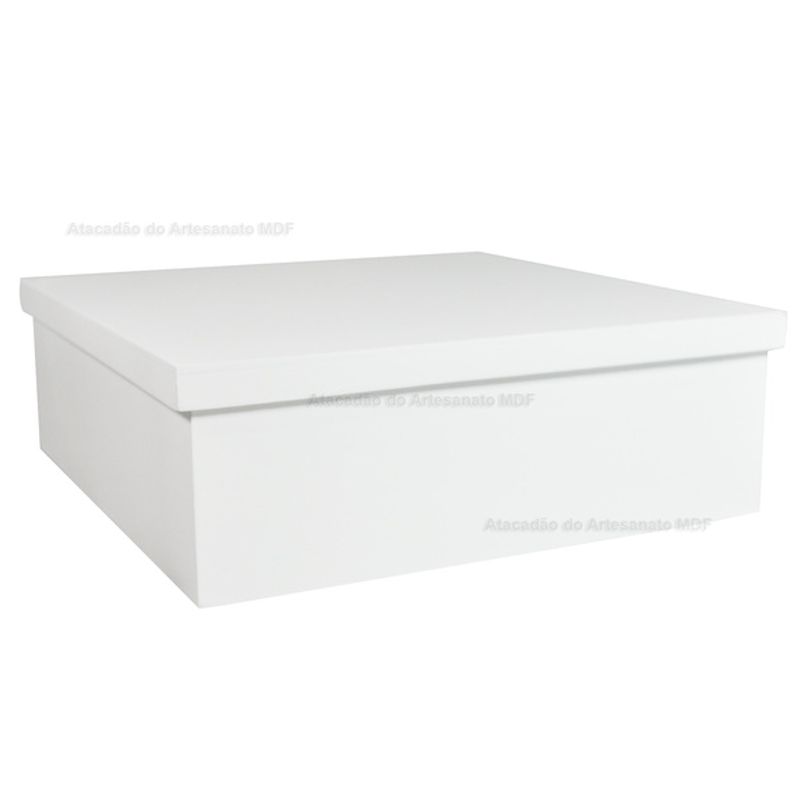 Caixa Quadrada Tampa Sapato 23x23x6 Mdf Madeira Pintado BRANCO