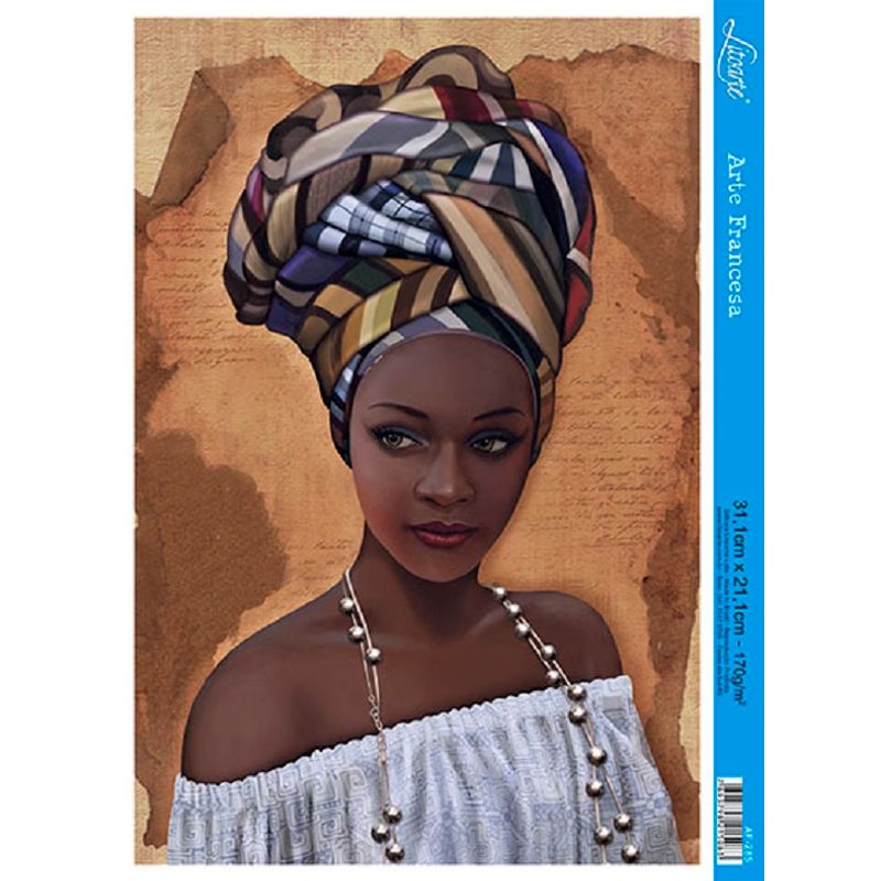 Papel Decoupage Arte Francesa Africana de Branco Af-285 31,1x21,1cm Litoarte