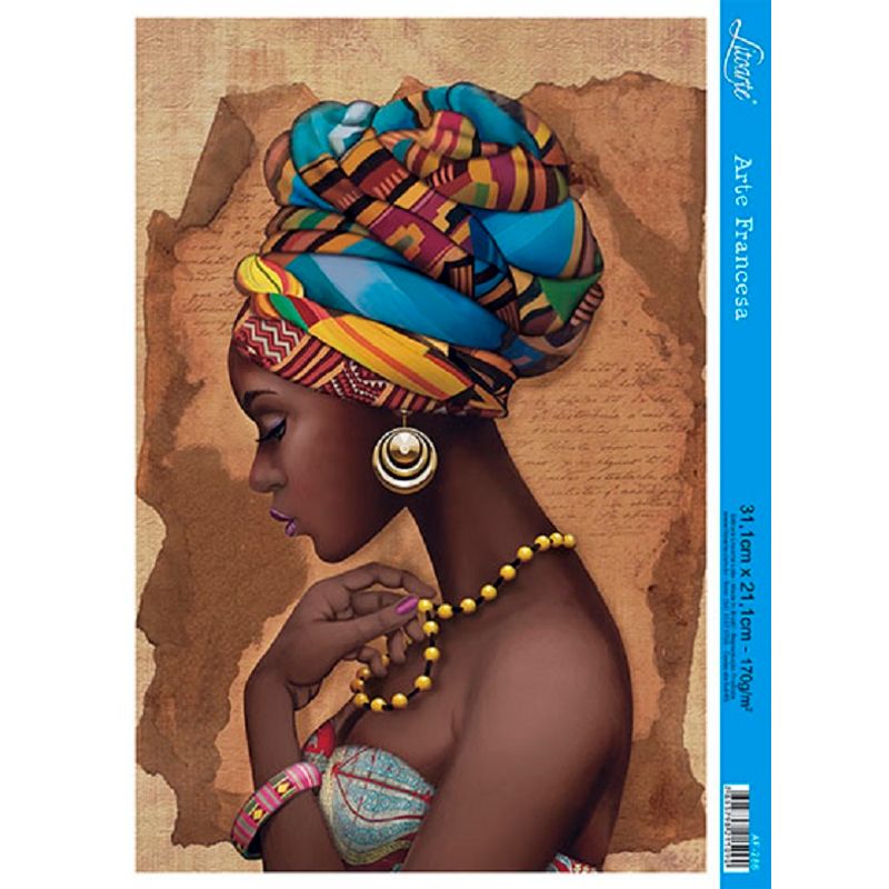 Papel Decoupage Arte Francesa Africana Colar Amarelo Af-286 31,1x21,1cm Litoarte